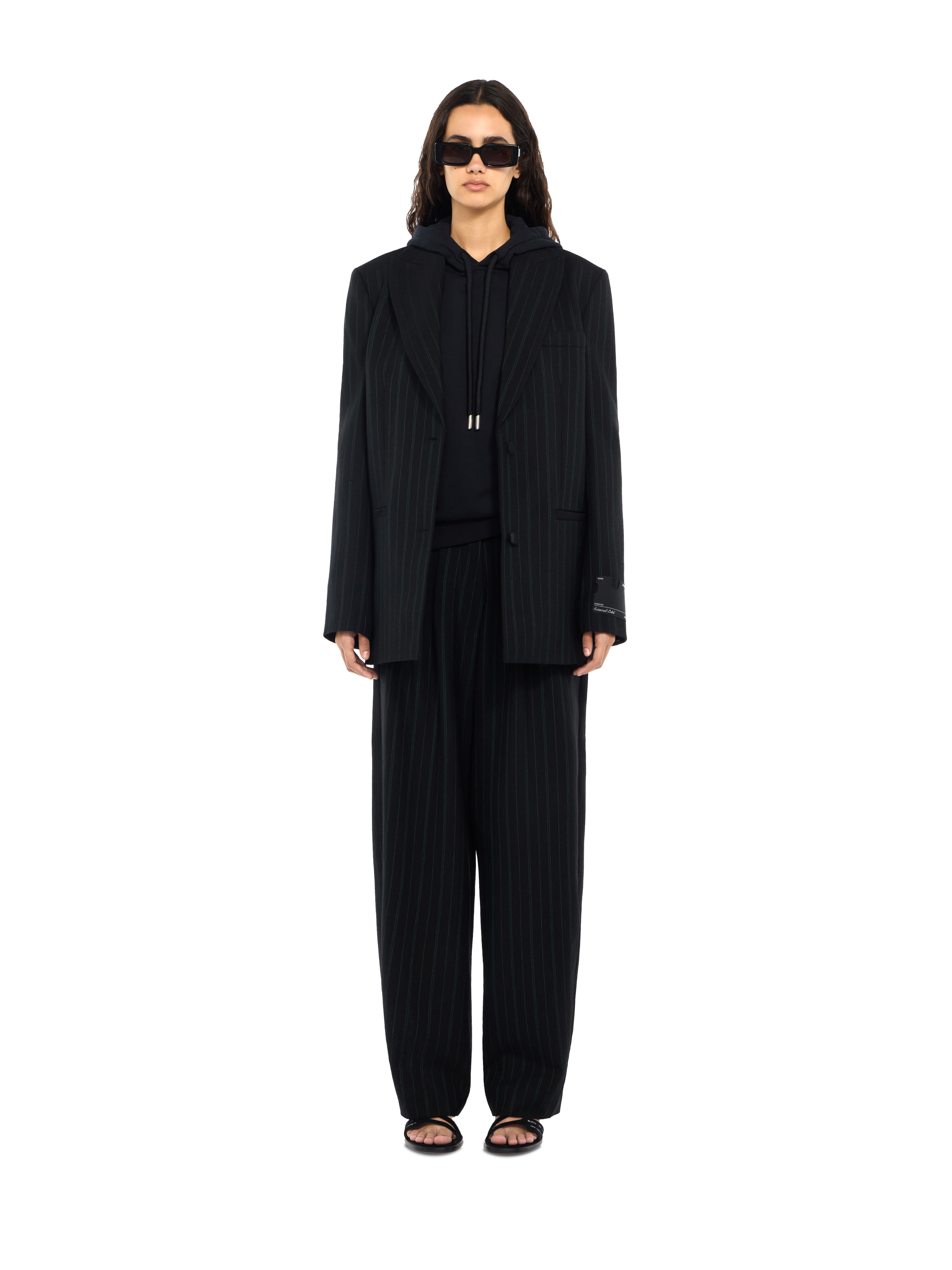 Pinstripe Tomboy Blazer OFF WHITE Pinstripe Tomboy Blazer Black Hemloch 2FG00476T