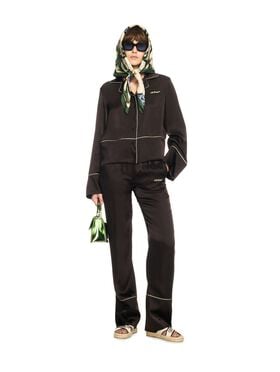 OFF WHITE Pantaloni Marroni Stile Pigiama In Raso NERO OWCA18KS25FAB002