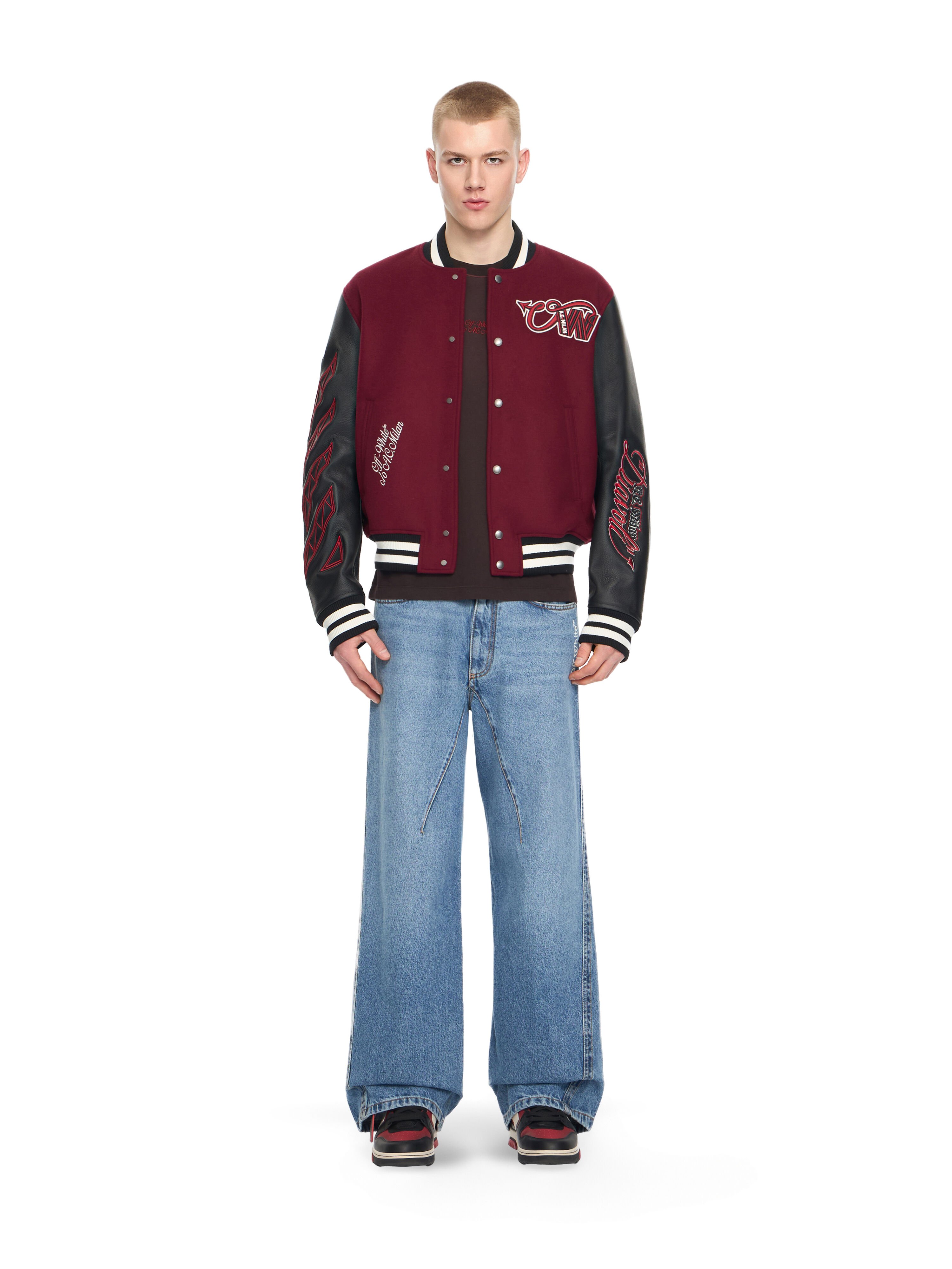OFF WHITE Off-White™ c/o AC Milan Varsity Jacket BLACK RED 44MEA305G25F002