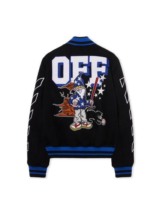 Street Wiz Wool Varsity Jacket OFF WHITE Street Wiz Wool Varsity Jacket BLACK - MULTICOLOR OMEH053F25FAB001