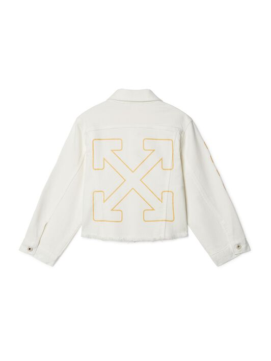 OFF WHITE Diagonal Bookish Denim Jacket WHITE OGYE002S25DEN001
