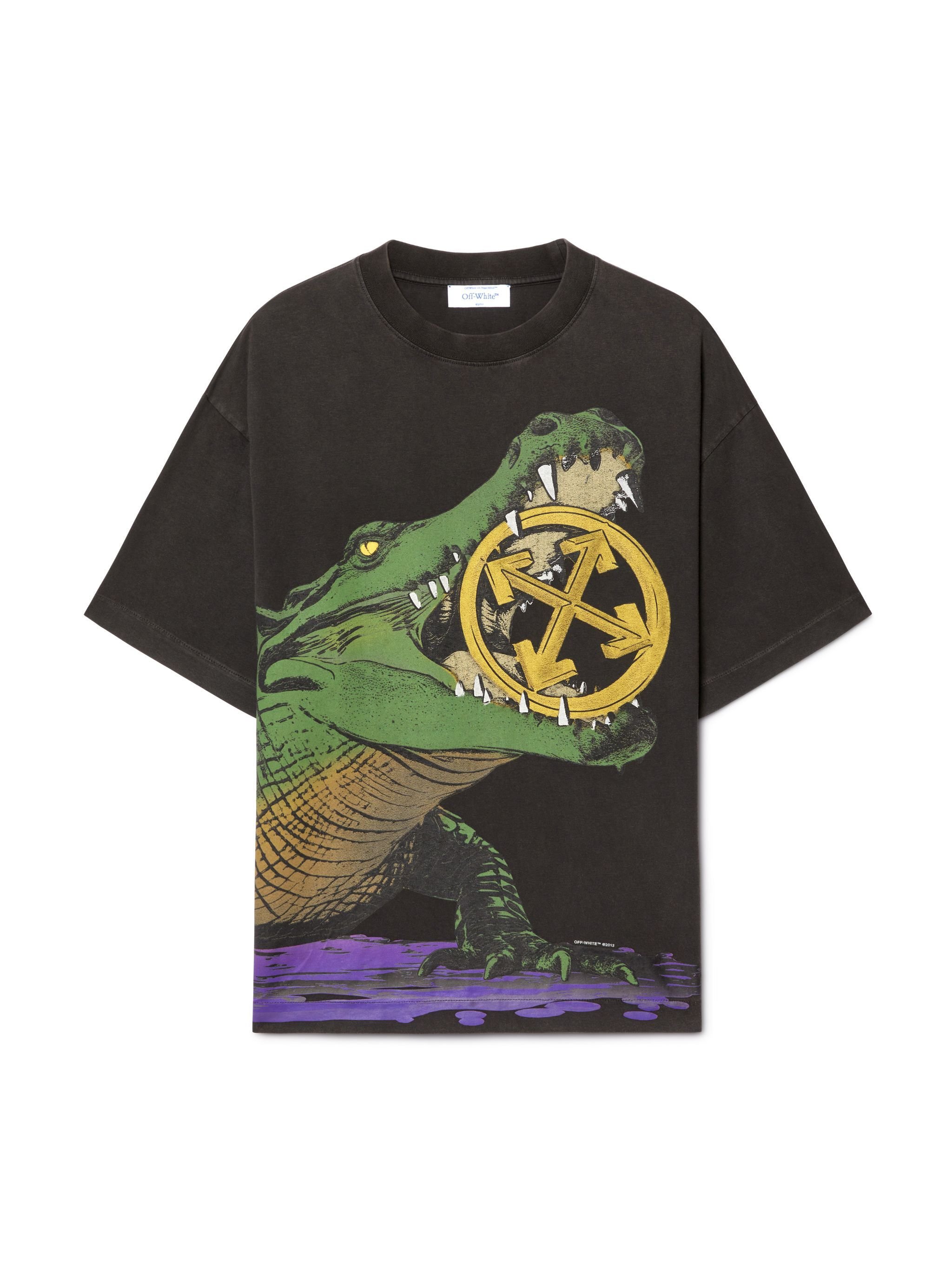 OFF WHITE Black Crocodile T-Shirt BLACK OMAA120S25JER006