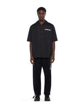OFF WHITE Scribble Arrow Poplin Bowling Shirt BLACK - WHITE OMGG01FF25FAB004