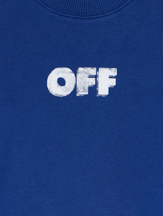 OFF WHITE Arrow Sponge Crewneck Logo Sweatshirt BLUE - WHITE OBBA001F25FLE003