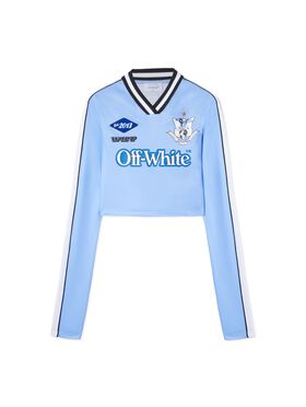 OFF WHITE White Long-Sleeved Soccer T-Shirt BLUE OWAB037S25JER001