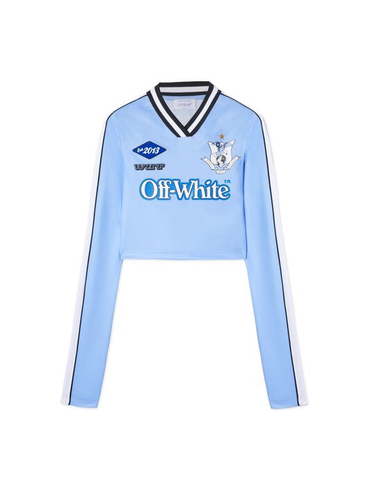 OFF WHITE White Long-Sleeved Soccer T-Shirt BLUE OWAB037S25JER001