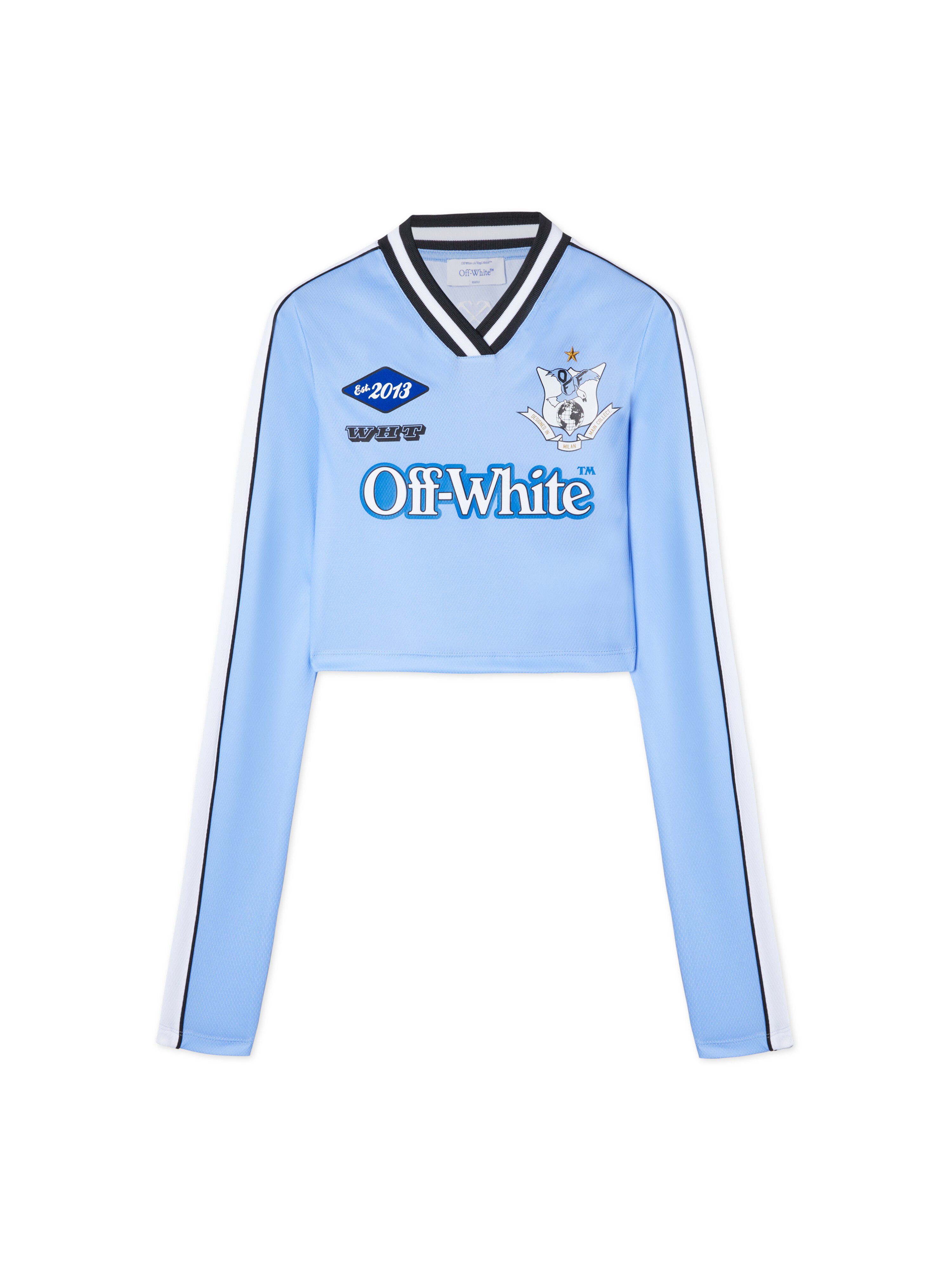 OFF WHITE White Long-Sleeved Soccer T-Shirt BLUE OWAB037S25JER001