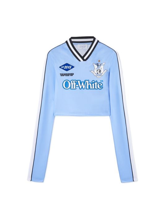 White Long-Sleeved Soccer T-Shirt OFF WHITE White Long-Sleeved Soccer T-Shirt BLUE OWAB037S25JER001
