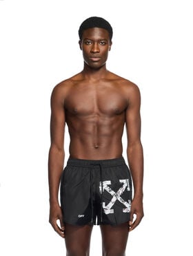 OFF WHITE Arrow Swim Shorts BLACK - WHITE OMFD015F25FAB002