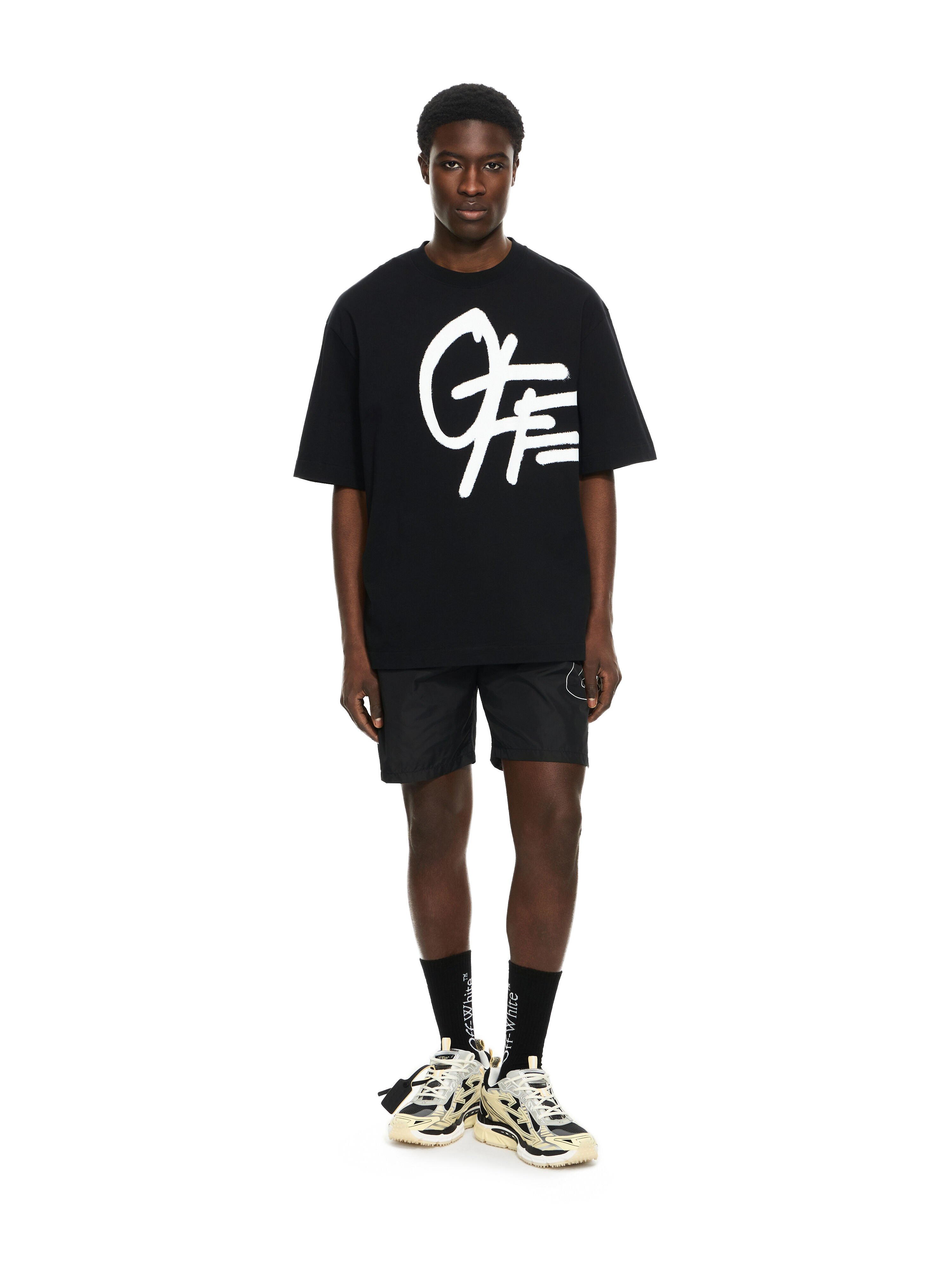 OFF WHITE Spray Logo Skate S/S Tee BLACK 44MAA120S26J00L