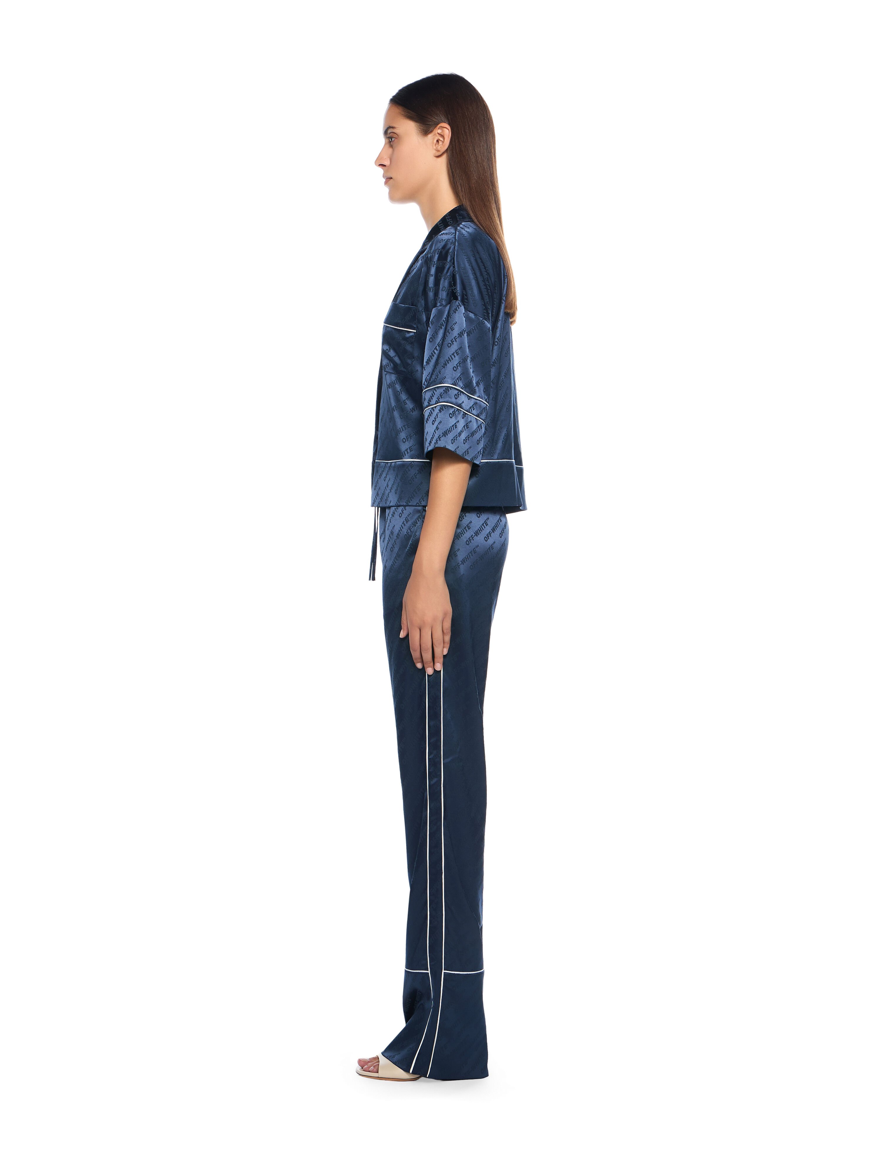 OFF WHITE Jacquard Satin Pajama Pants BLUE IRIS-NO COLOR OWCA18ZF25FAB001
