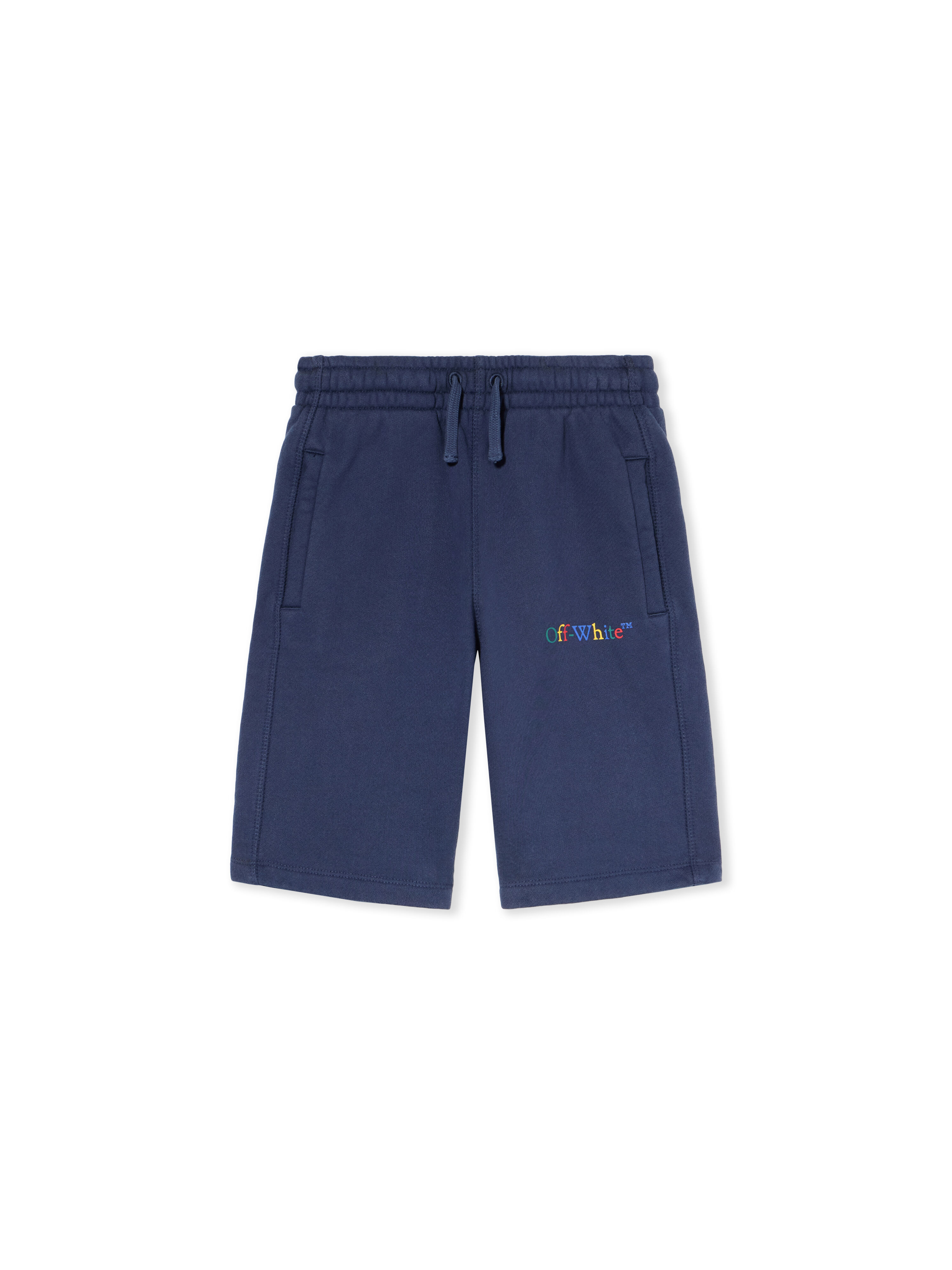 OFF WHITE Bookish Logo Shorts NAVY BLUE - MULTICOLOR OBCI001F25FLE004