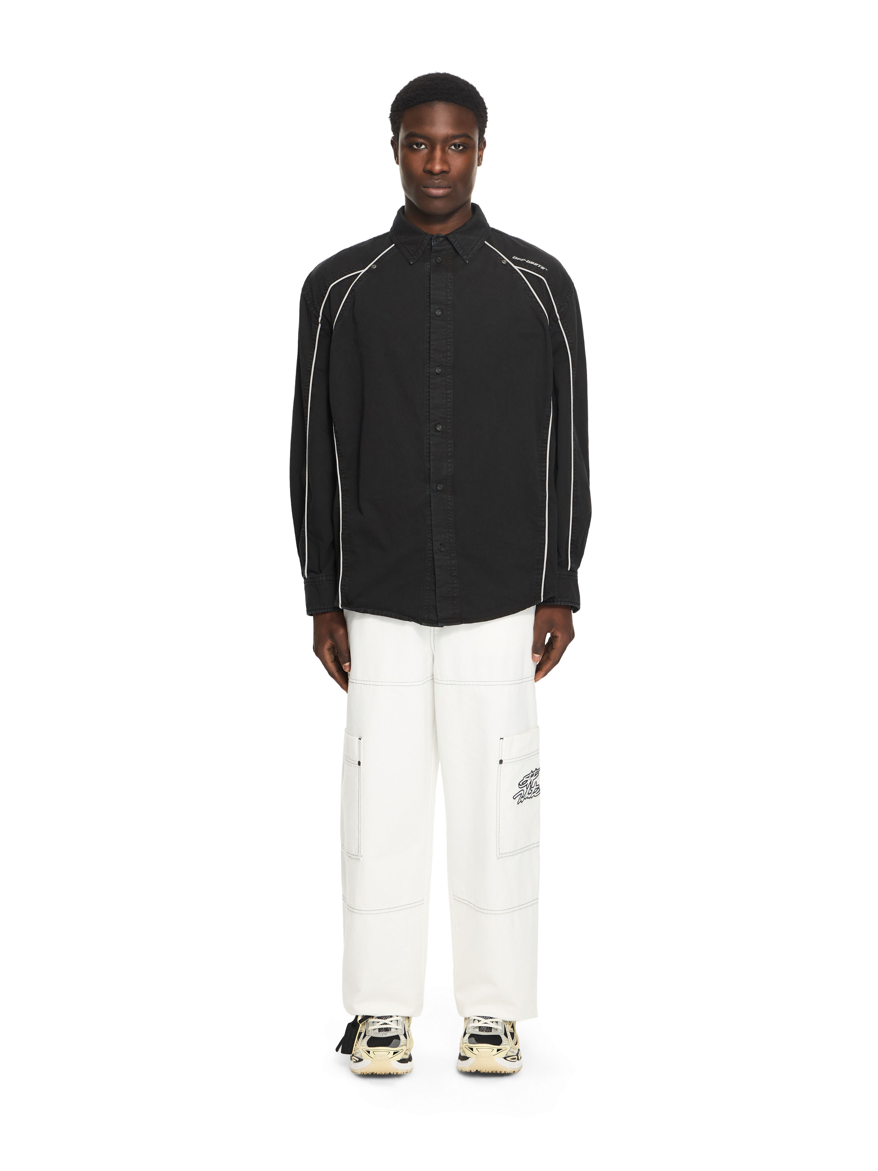 OFF WHITE Garment-Dyed Sporty Shirt BLACK 44XGE04RS26F001