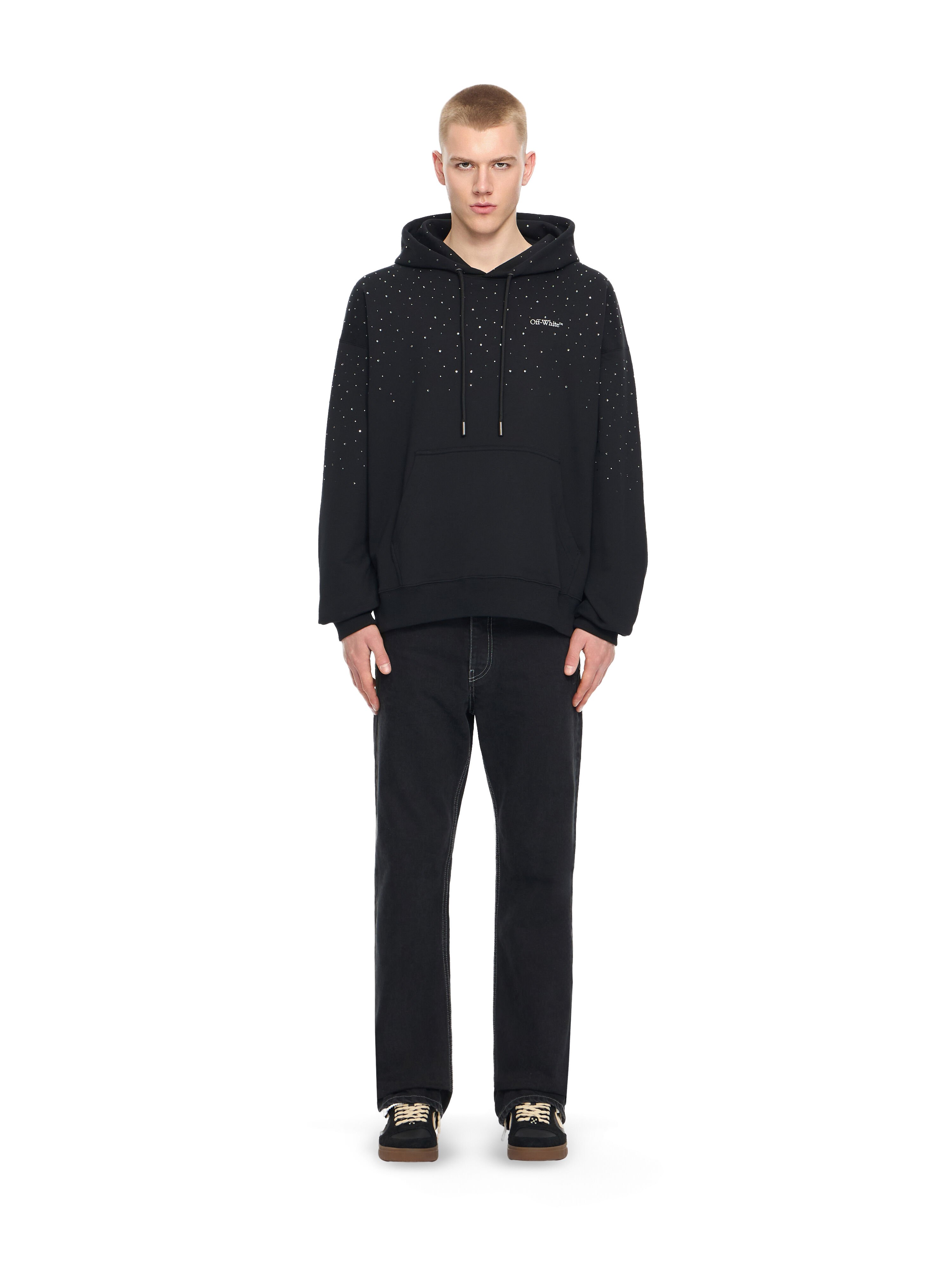 OFF WHITE OW X Swarovski Skate Hoodie BLACK - WHITE 44MBB085S26F01B