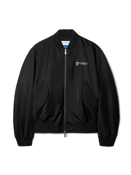 OFF WHITE Black Script Varsity Jacket BLACK OMEH05EC99FAB001