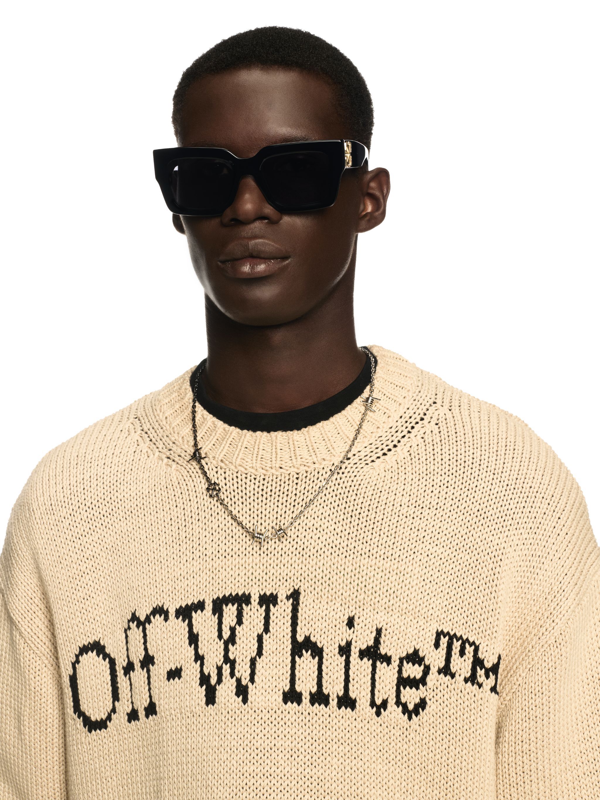 OFF WHITE Big Bookish Chunky Knit Crewn Creme Brul NEUTRALS OMHE167S25KNI001