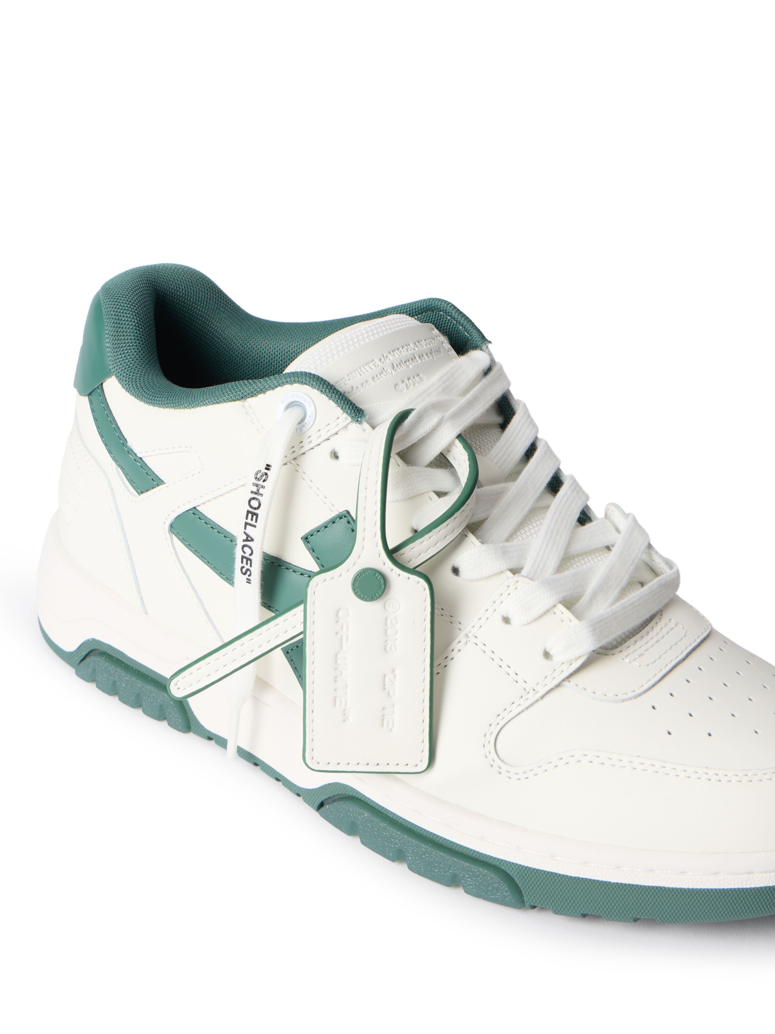 OFF WHITE Out Of Office Leather Sneakers WHITE - GREEN OMIA189F25LEA001