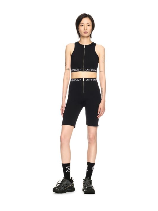 OFF WHITE Black Logo Band Zip Shorts BLACK OWVH029S25JER001