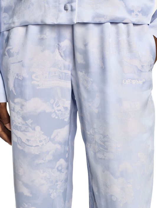 OFF WHITE Pantaloni Stile Pigiama Bianchi Con Motivo Affresco BIANCO OWCA18KS25FAB001