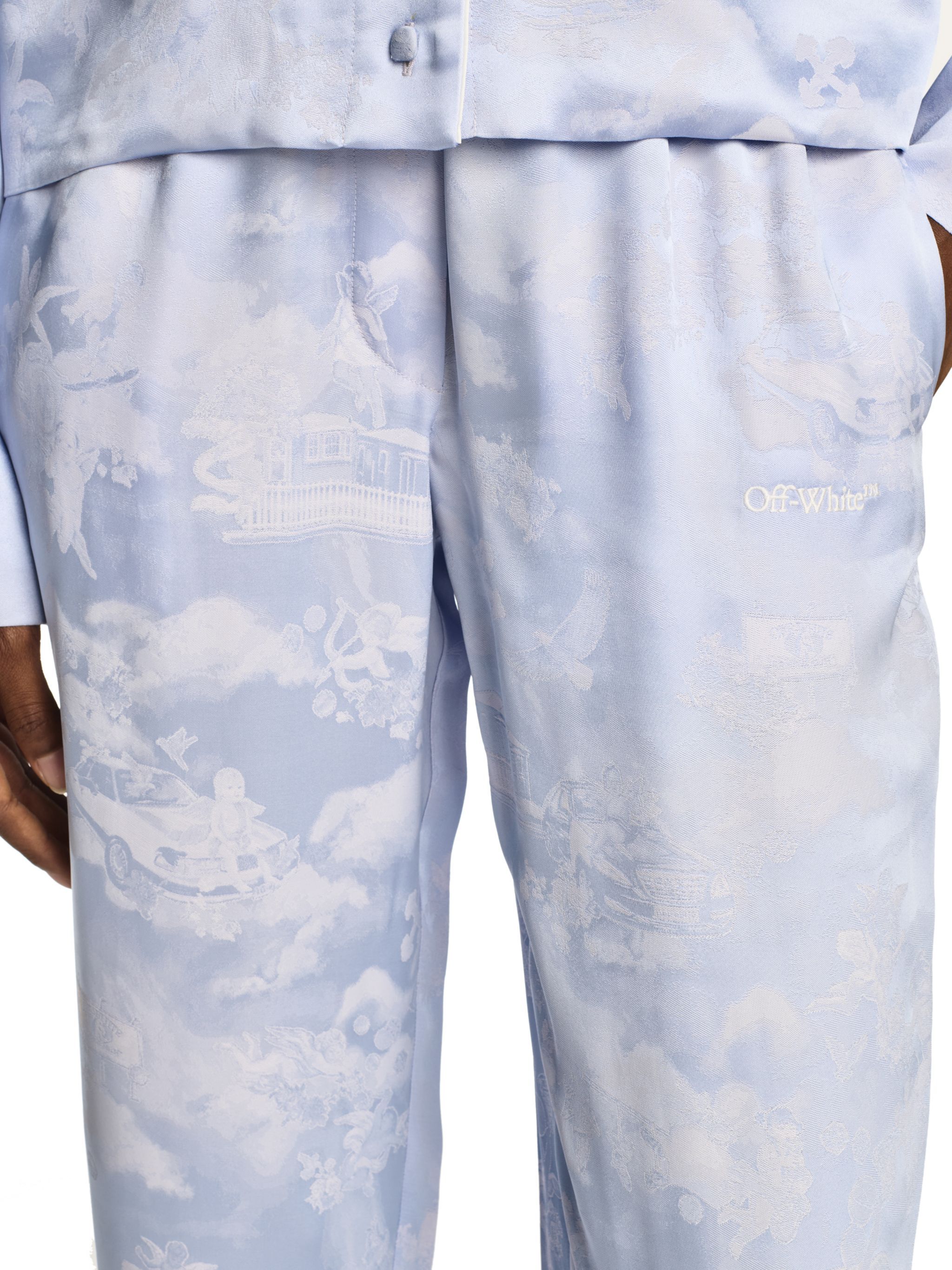 OFF WHITE Pantaloni Stile Pigiama Bianchi Con Motivo Affresco BIANCO OWCA18KS25FAB001