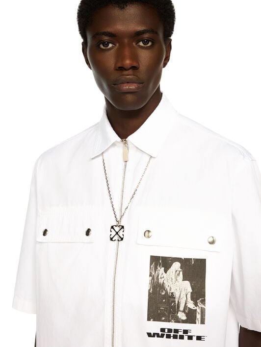 Xerox Star Zip Bowling Shirt OFF WHITE Xerox Star Zip Bowling Shirt WHITE - BLACK OMGG01DF25FAB003