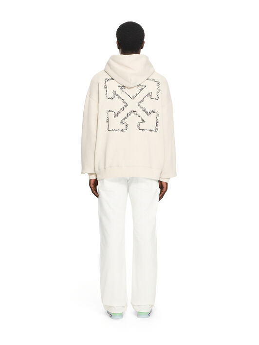 OFF WHITE Script Arrow Diagonal Skate Hoodie PUMICE STONE 44MBB085S26F004