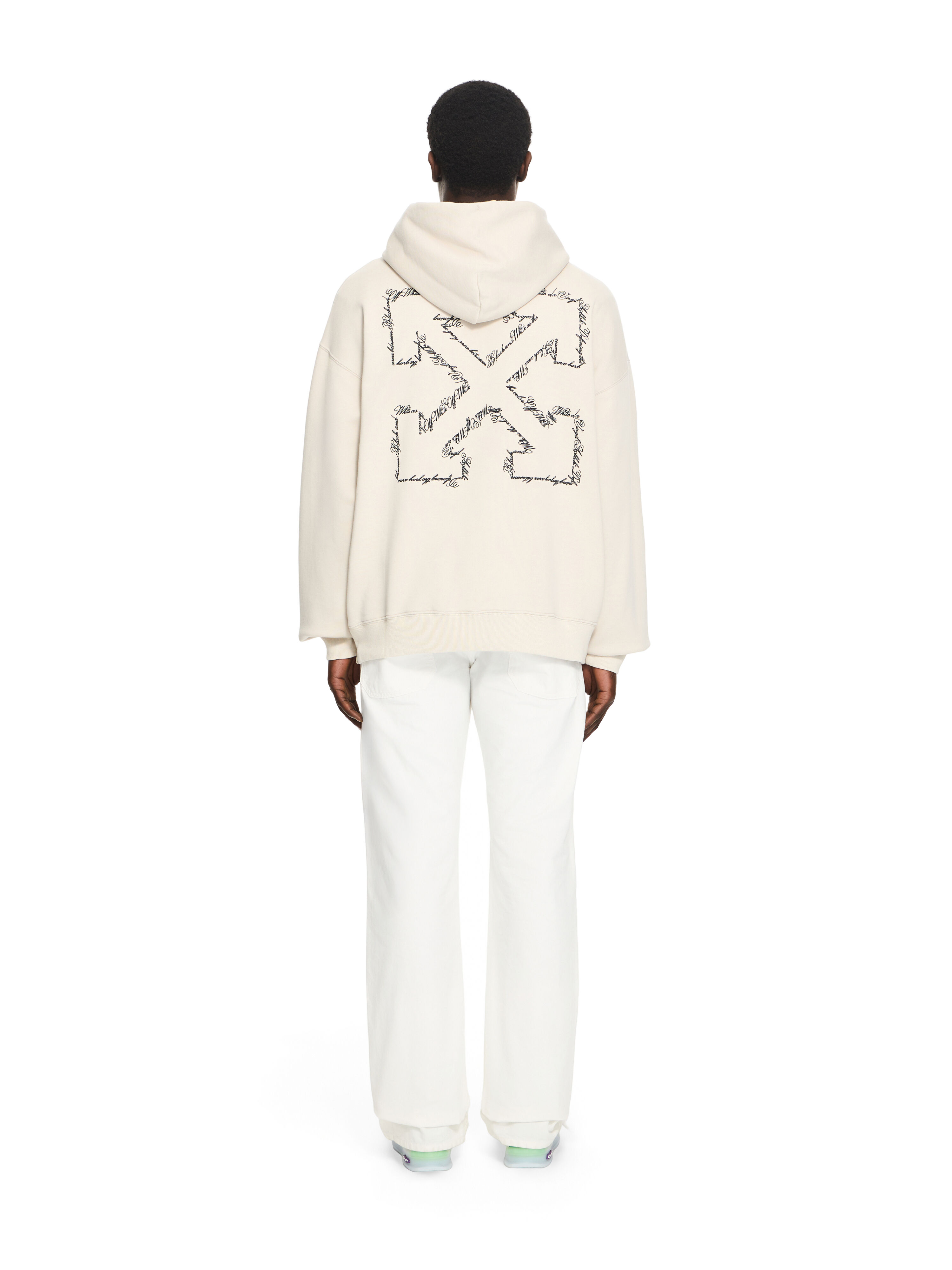 OFF WHITE Script Arrow Diagonal Skate Hoodie PUMICE STONE 44MBB085S26F004