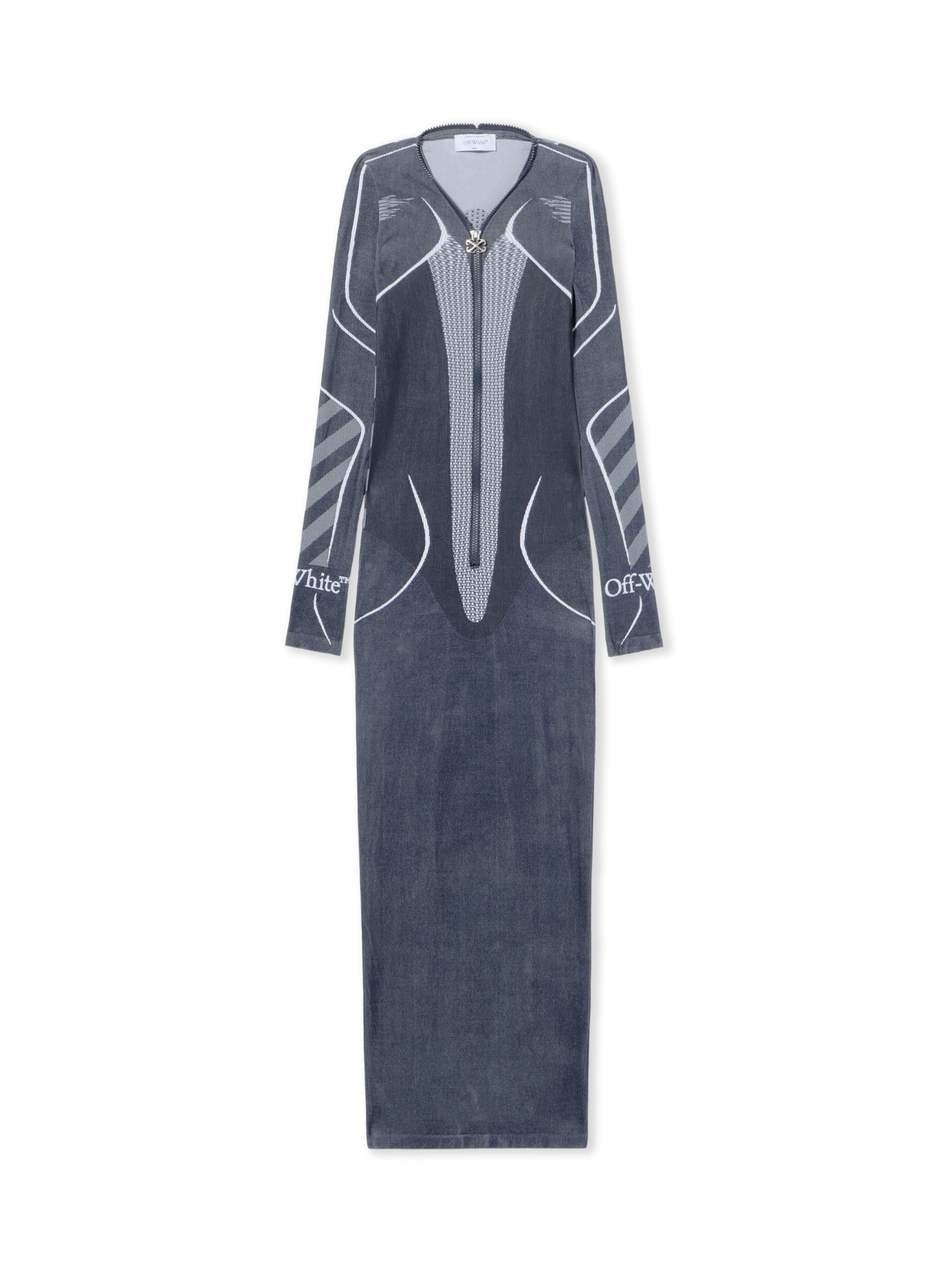 OFF WHITE Diag Seamless Zip Dress BLUE IRIS-WHITE OWVT028F25KNI001