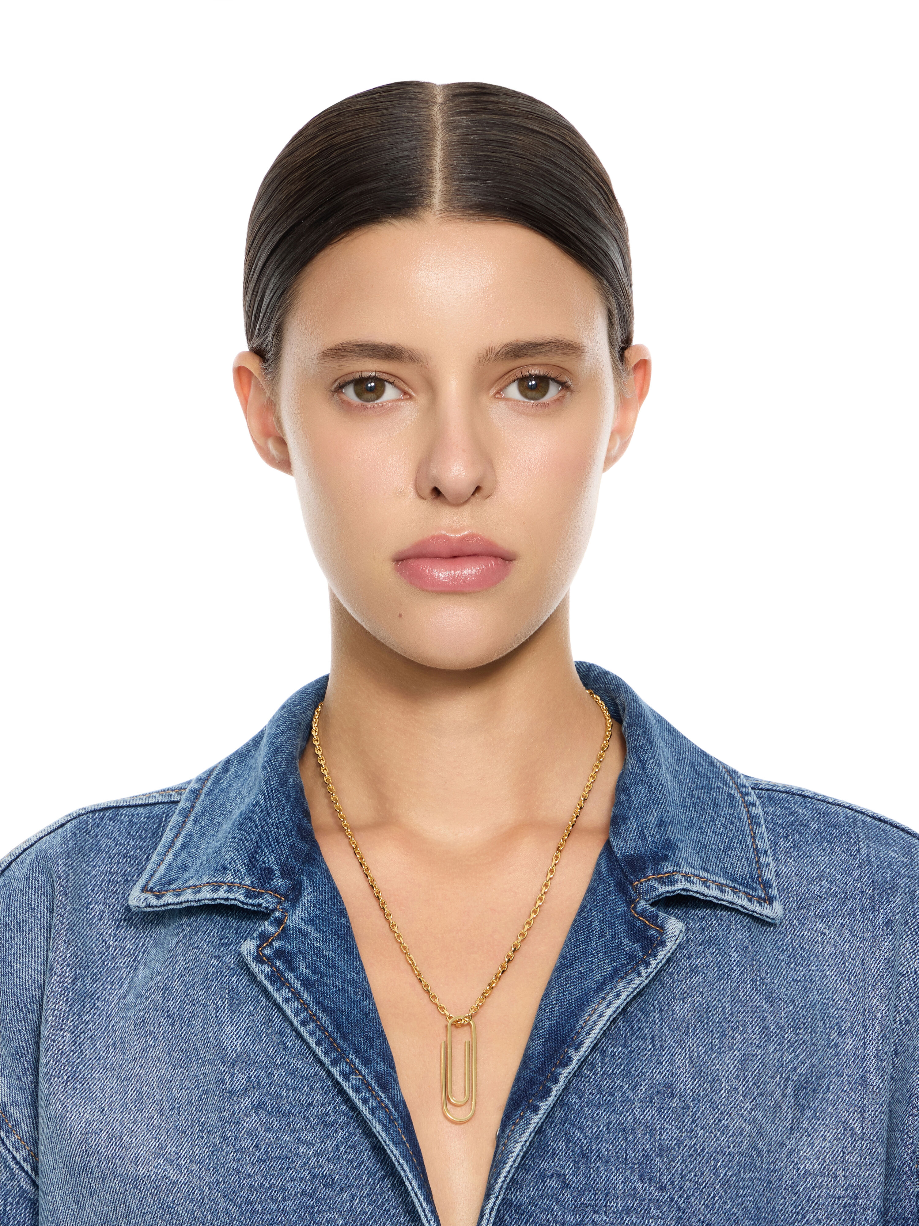 OFF WHITE Paperclip Necklace GOLD OWOB145S26MET001