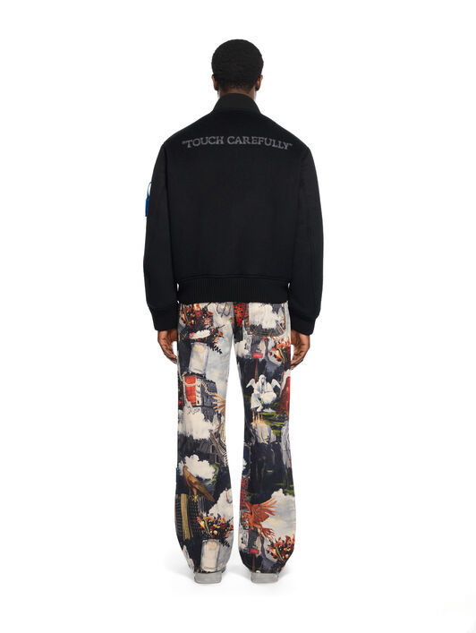 OFF WHITE Quote Bomber Jacket BLACK - DARK GREY OMEH05JF25FAB001