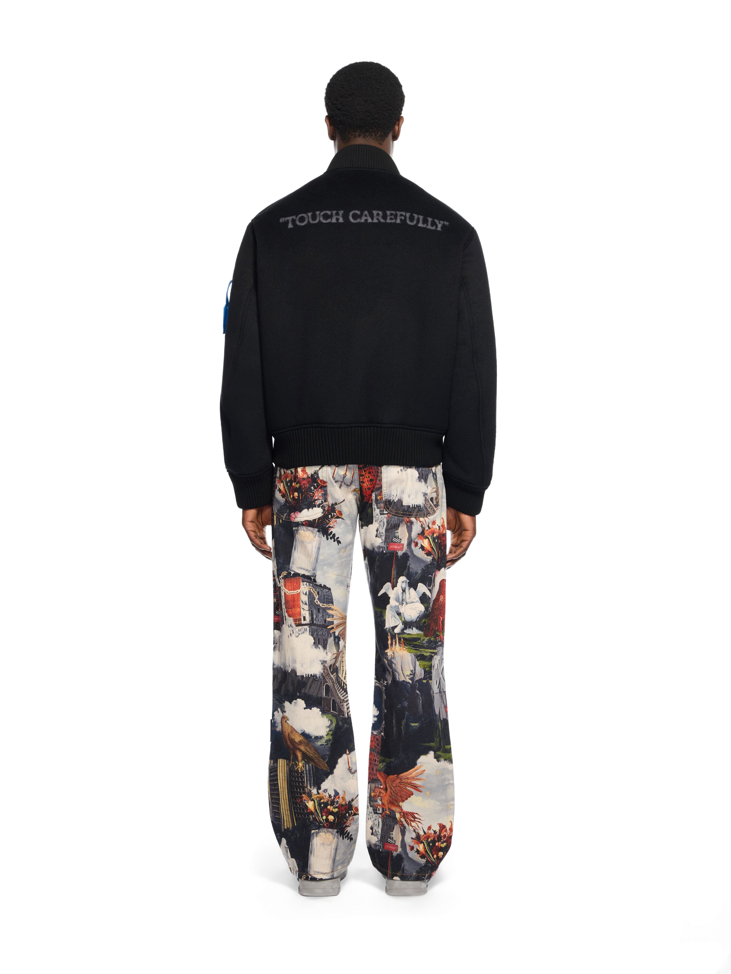 OFF WHITE Quote Bomber Jacket BLACK - DARK GREY OMEH05JF25FAB001