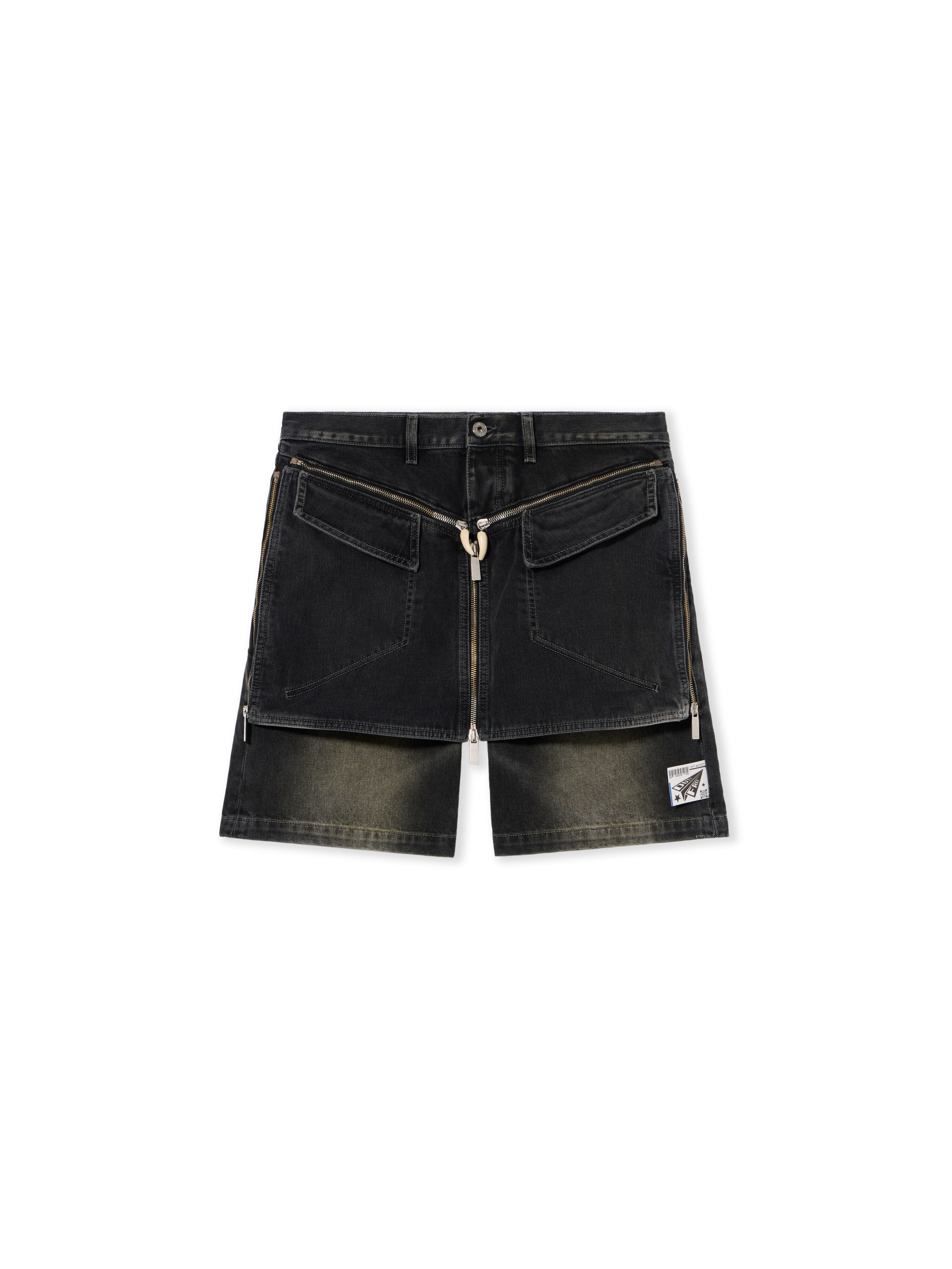 OFF WHITE Dirty Denim Military Zip Shorts  OMYC025Z25DEN001