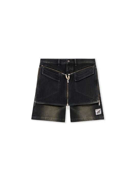 Dirty Denim Military Zip Shorts OFF WHITE Dirty Denim Military Zip Shorts OMYC025Z25DEN001