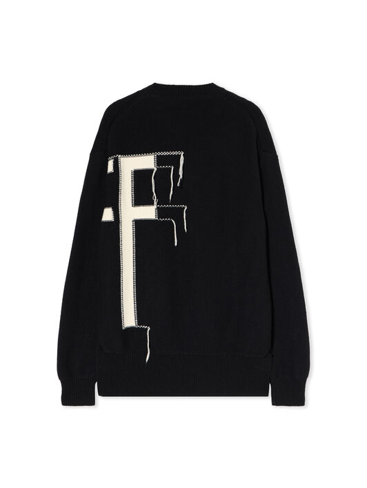 OFF WHITE Big Off Knit Crewneck Sweater BLACK - IVORY OMHE20LF25KNI001