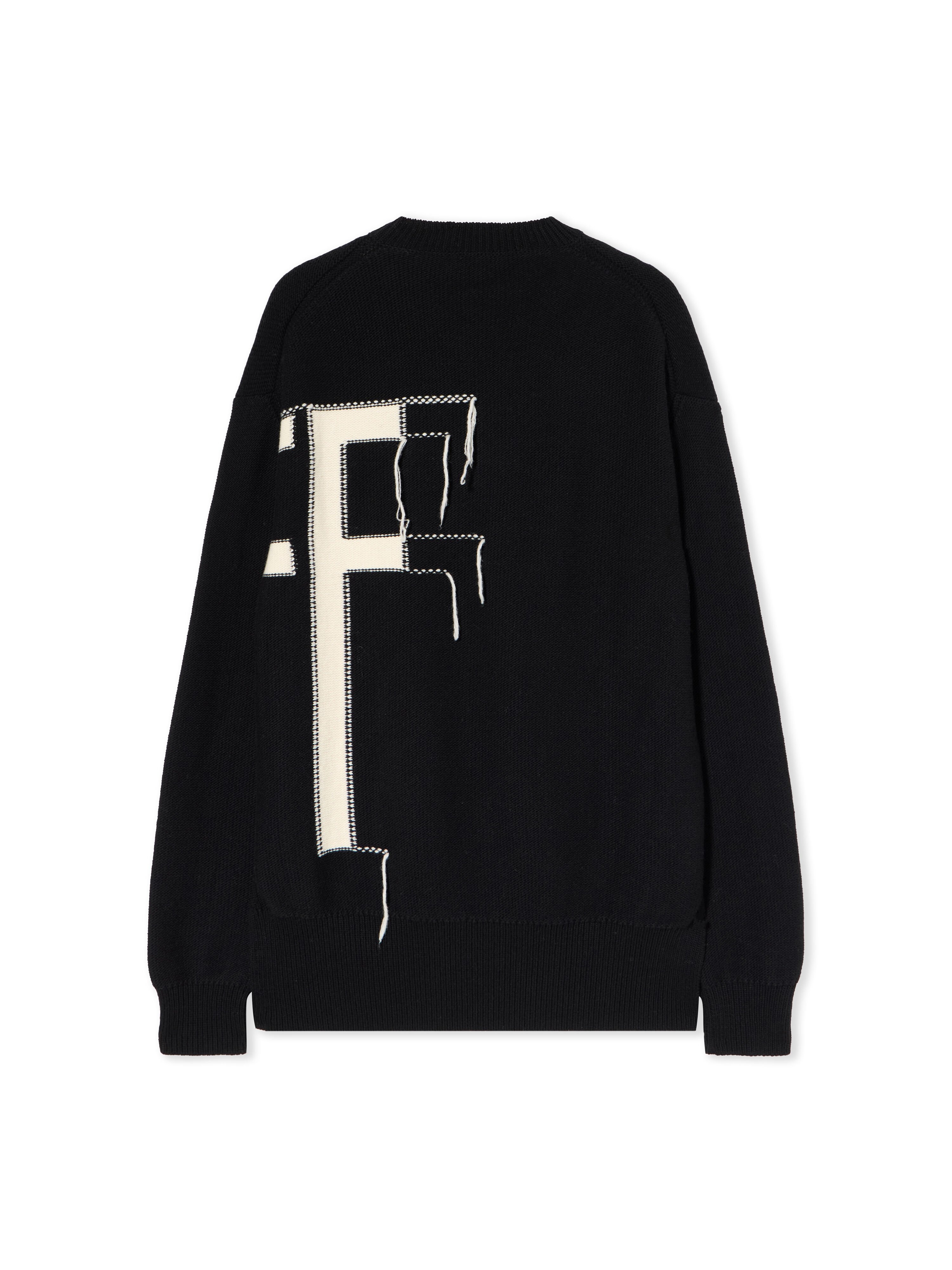 OFF WHITE Big Off Knit Crewneck Sweater BLACK - IVORY OMHE20LF25KNI001