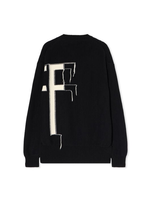 Big Off Knit Crewneck Sweater OFF WHITE Big Off Knit Crewneck Sweater BLACK - IVORY OMHE20LF25KNI001