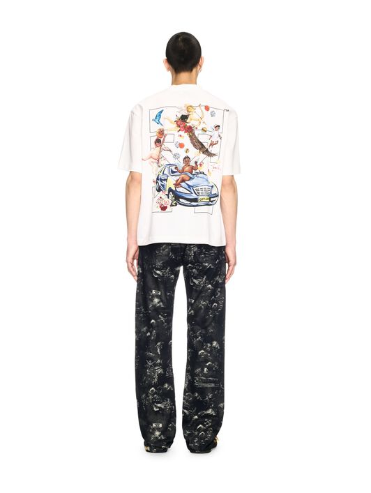 OFF WHITE Weißes T-Shirt mit Fresken-Pfeil-Motiv WEISS OMAA120S25JER003