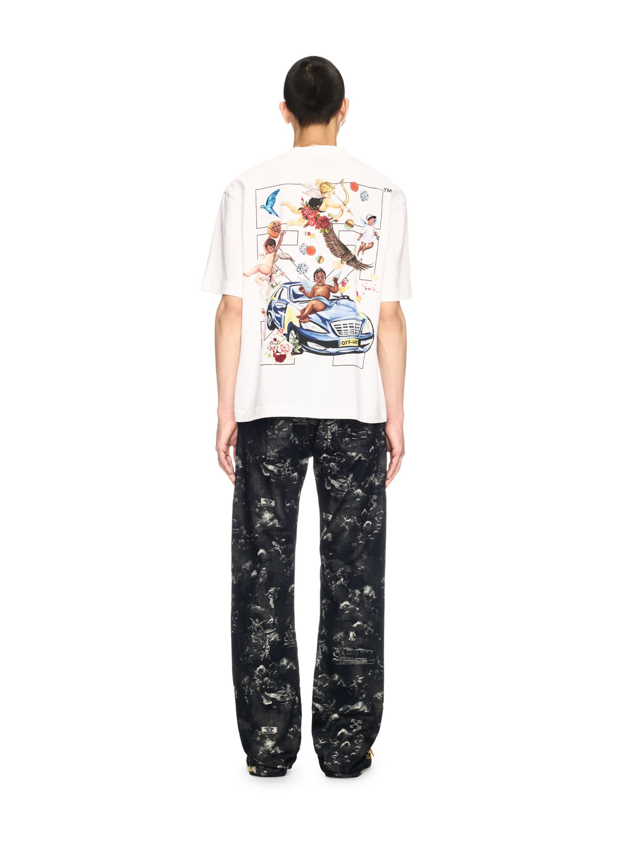 OFF WHITE Weißes T-Shirt mit Fresken-Pfeil-Motiv WEISS OMAA120S25JER003