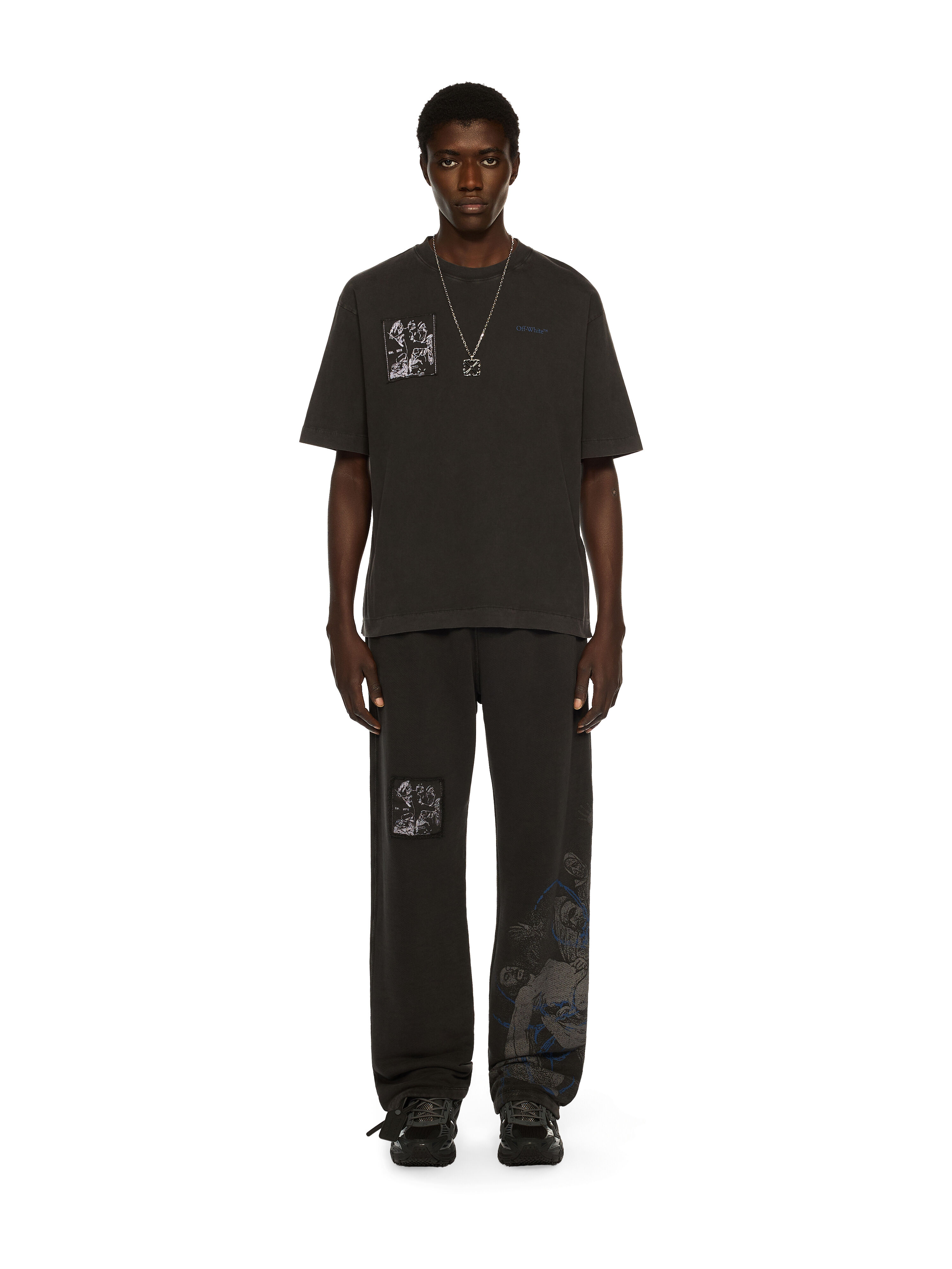 Faded Painting Skate Logo T-Shirt in VINTAGE BLACK - BLUE