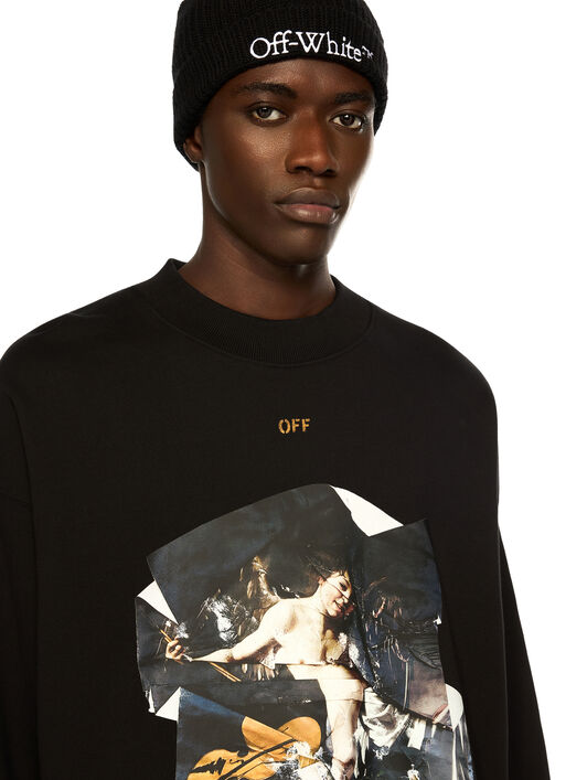 OFF WHITE Cupid Paper Skate Crewneck Sweatshirt BLACK - OCHER YELLOW OMBA054F25FLE00A
