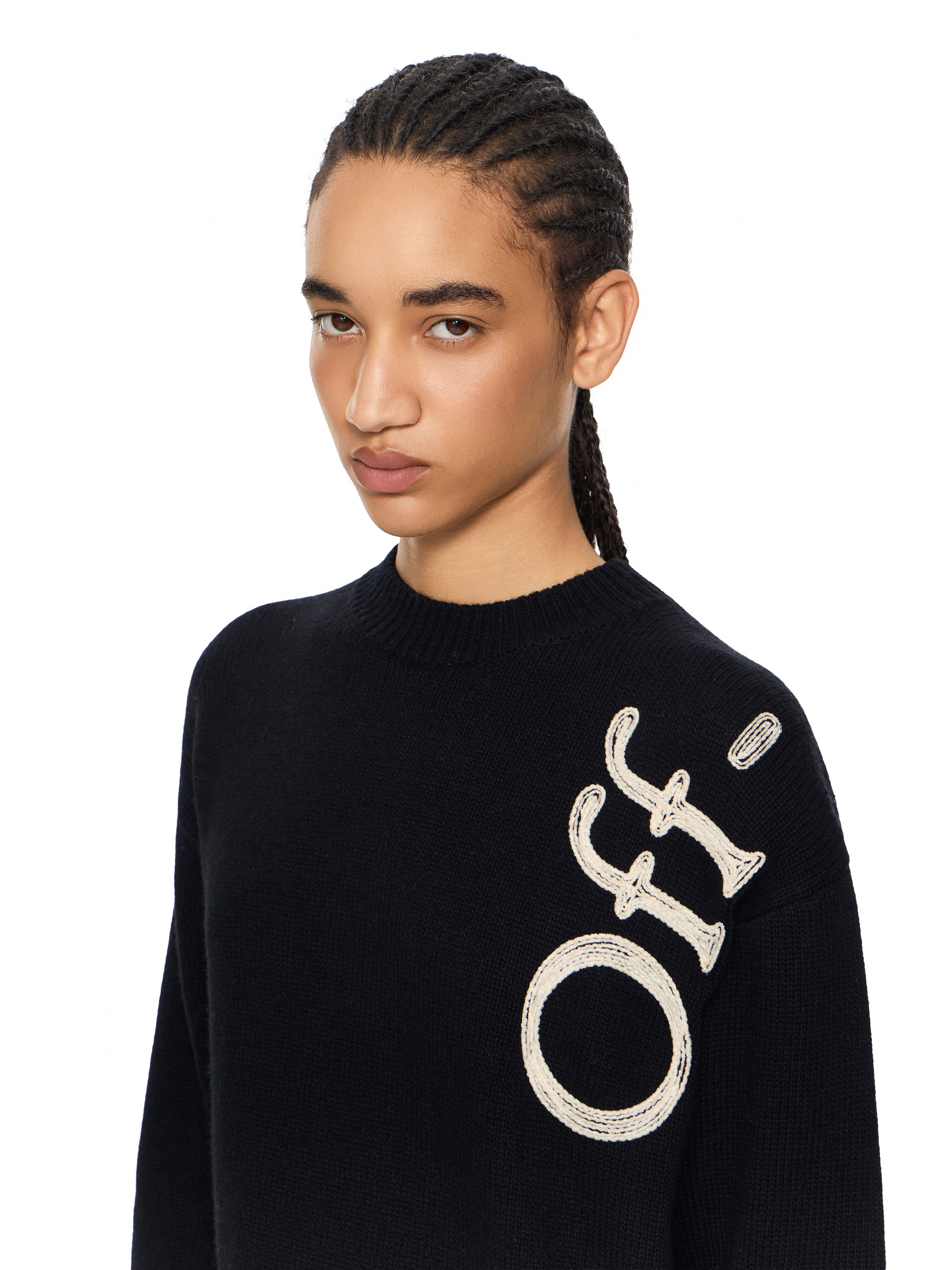 Vertical Bookish Logo Knit Crewneck OFF WHITE Vertical Bookish Logo Knit Crewneck Black Ivory 2FE00534T