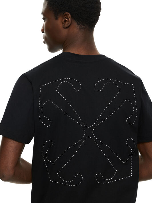 OFF WHITE Stitch Arrangement Slim T-shirt BLACK-WHITE 44MAA027G5J00A