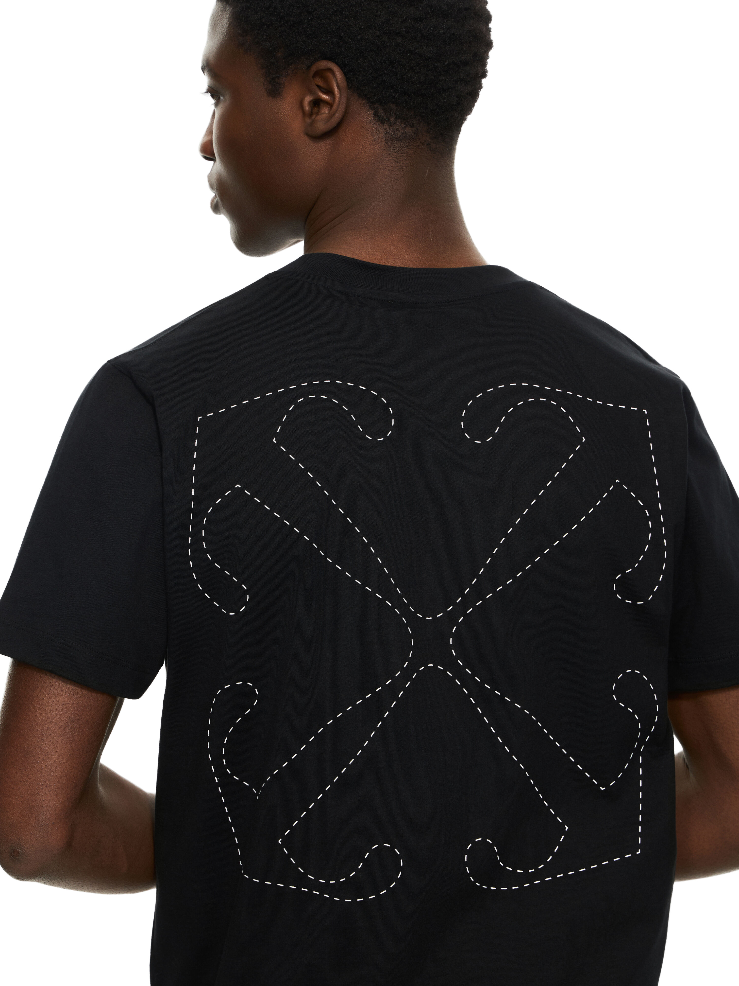 OFF WHITE Stitch Arrangement Slim T-shirt BLACK-WHITE 44MAA027G5J00A