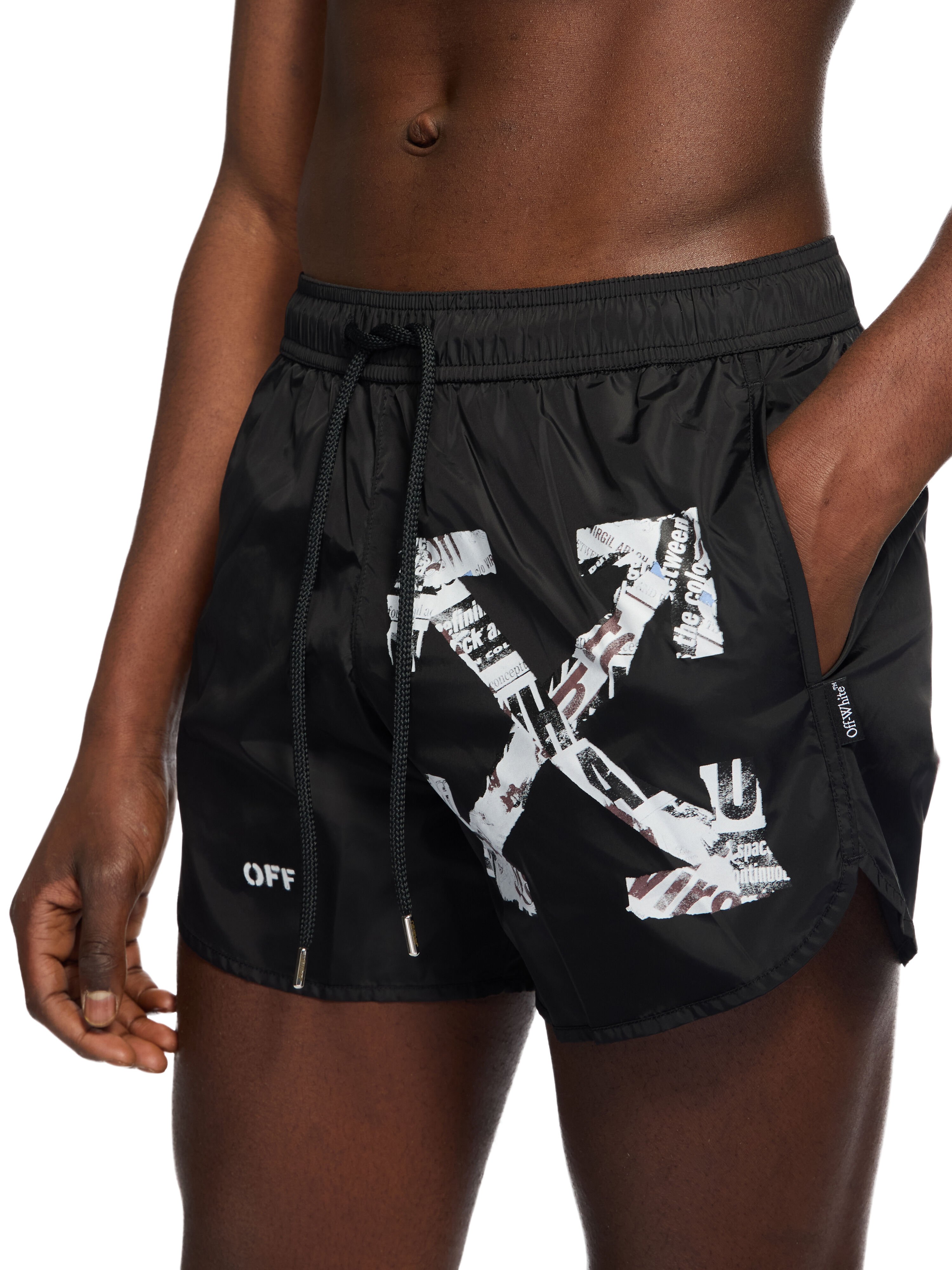OFF WHITE Arrow Swim Shorts BLACK - WHITE OMFD015F25FAB002