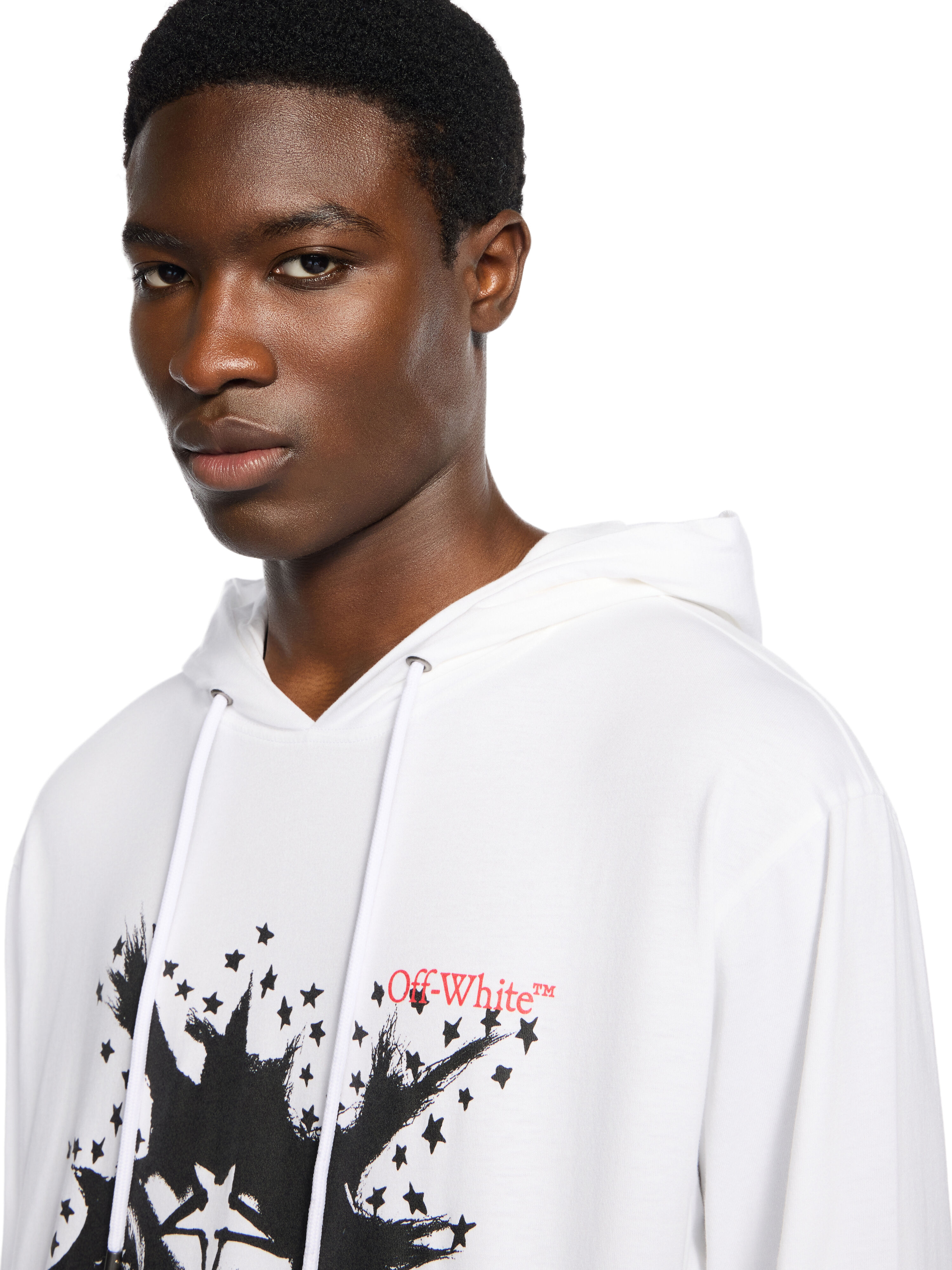 OFF WHITE Desert Arrow 90S Hooded L/S T WHITE - HIGH RISK RED OMAB09DW25JER002