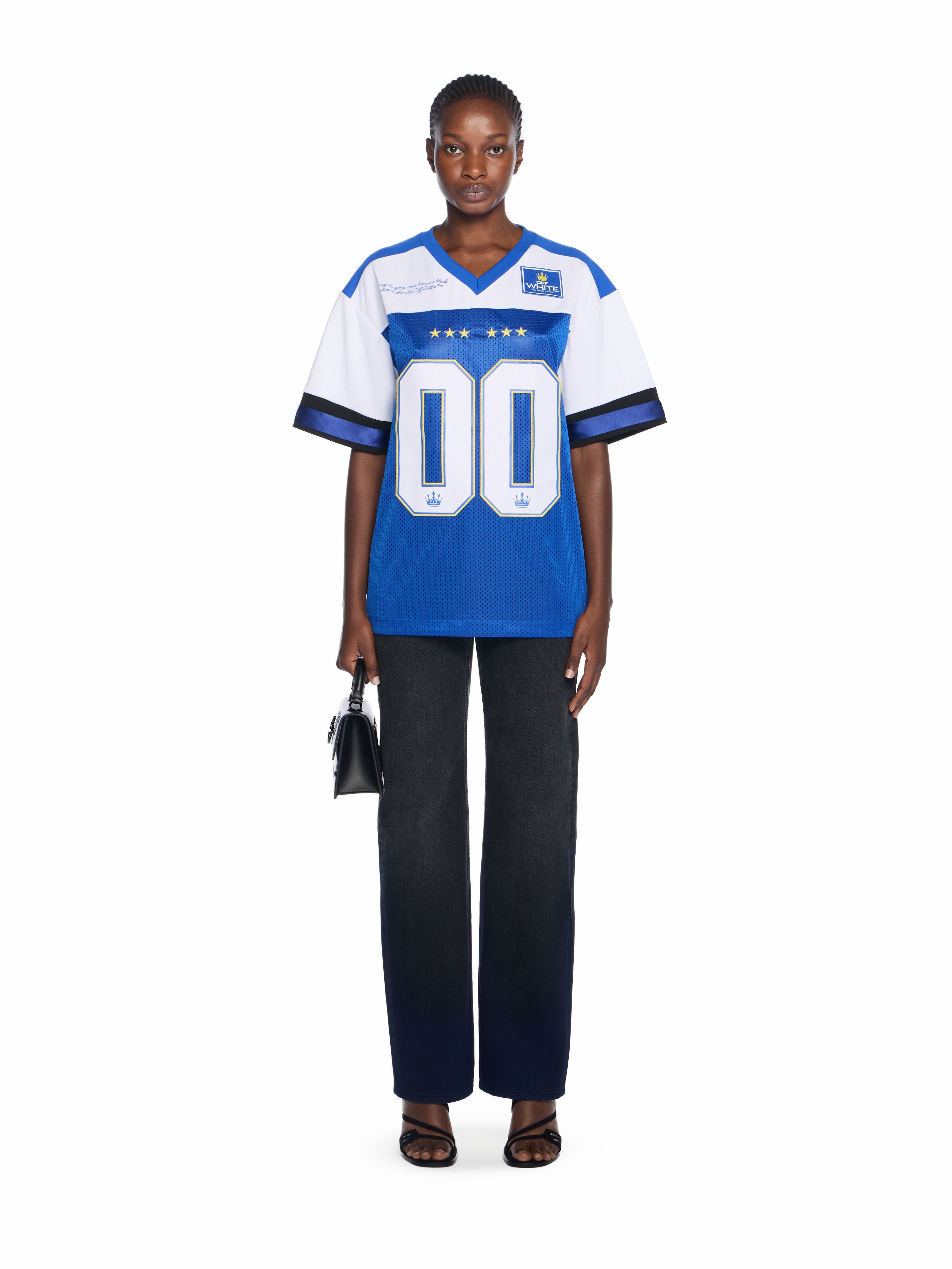 00 Royal Mesh Football Logo Tee in BLUE IRIS-WHITE for Women | Off