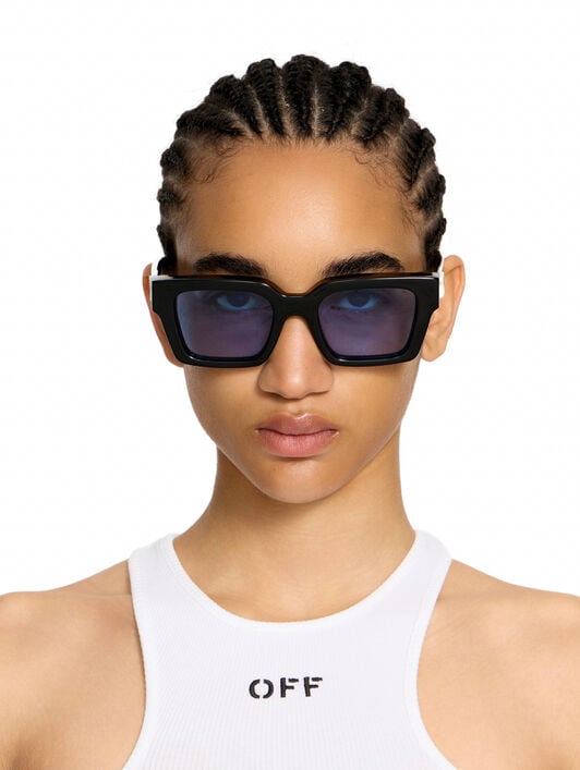 Clip On Light Blue Lens Sunglasses OFF WHITE Clip On Light Blue Lens Sunglasses Shiny Black OW9000104550