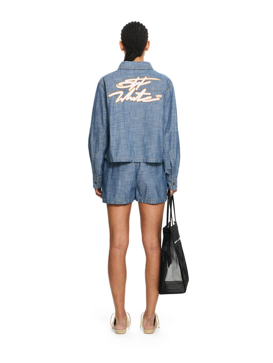 OFF WHITE Chambray Denim Pajama Shirt Dark Blue-White 2YD013S26DEN001