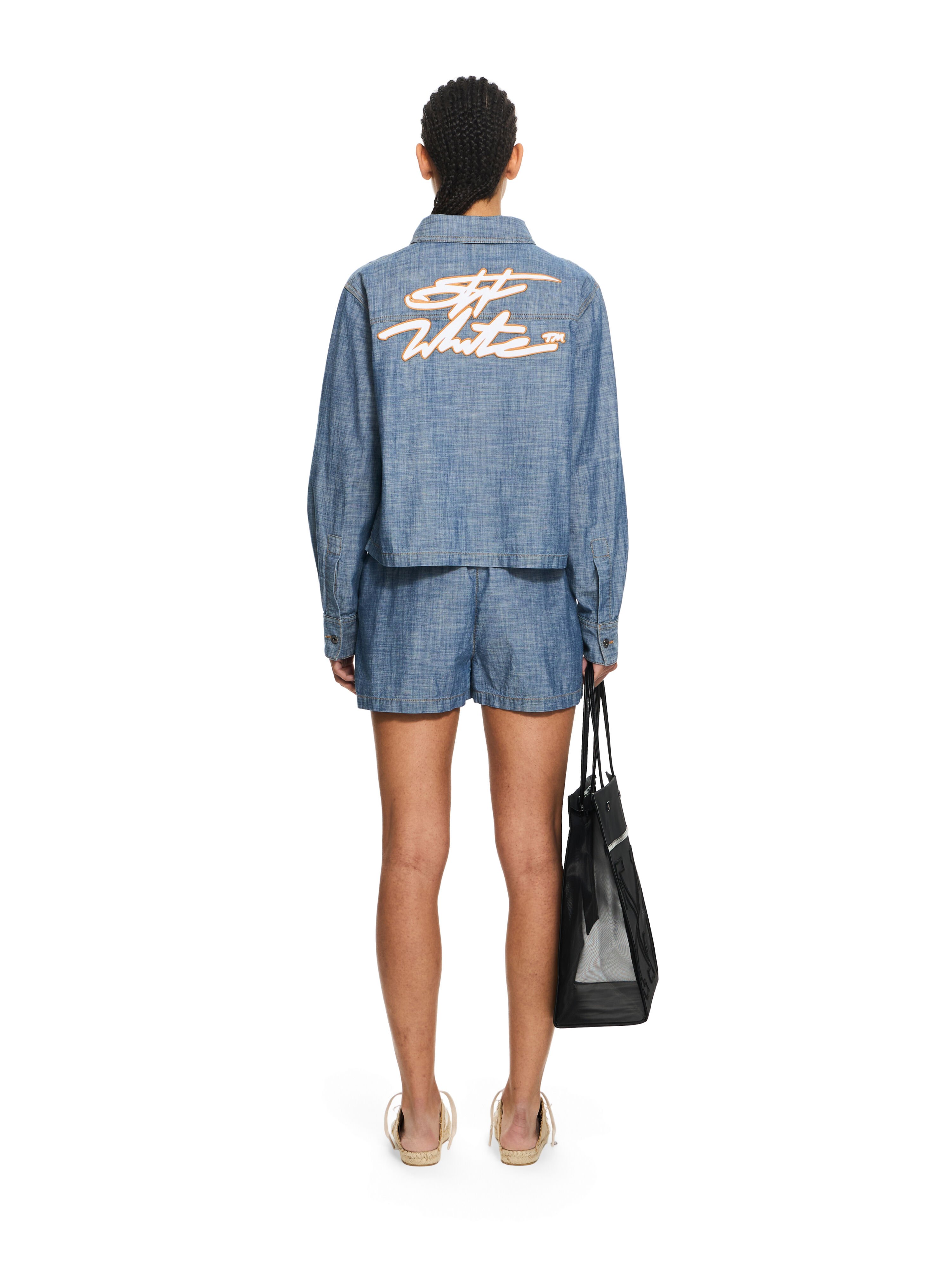 OFF WHITE Chambray Denim Pajama Shirt Dark Blue-White 2YD013S26DEN001