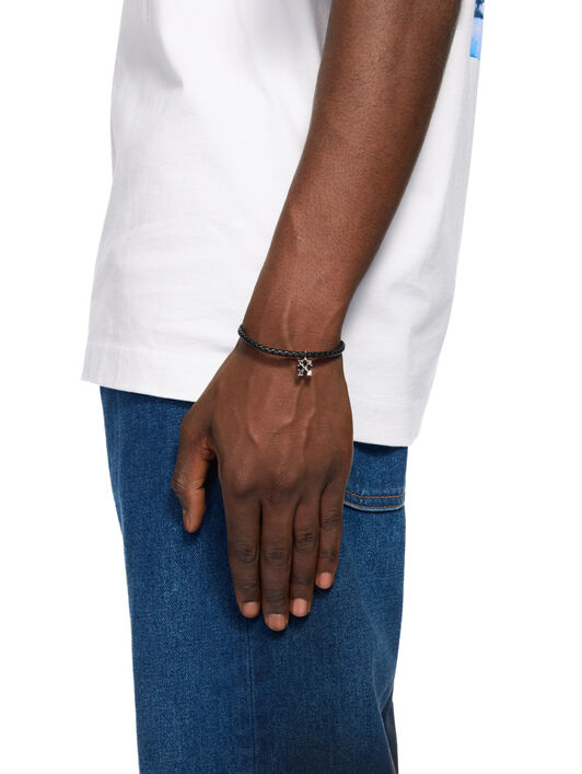 OFF WHITE Arrow Leather Bracelet BLACK - SILVER OMOA10NF25MET001